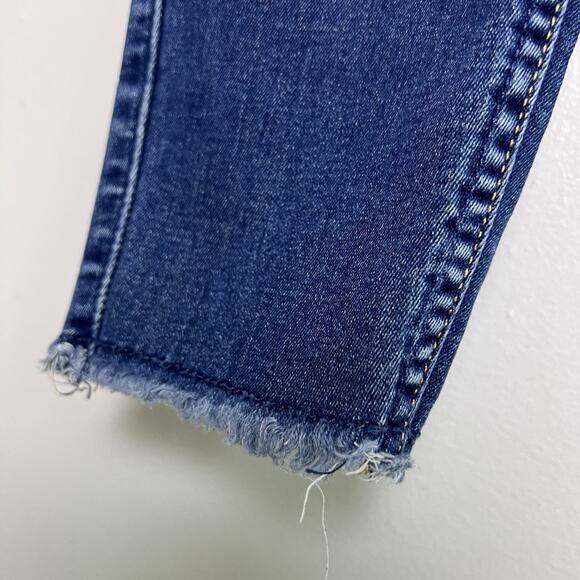 7 For All Mankind Womens Skinny Ankle Jeans Raw Hem Sz 28 Blue Denim Blue - Picture 3 of 13